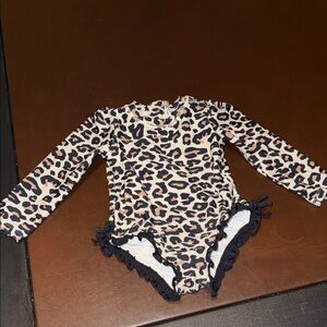 Posh peanut Leopard Print Long-Sleeve One-Piece Swimsuit